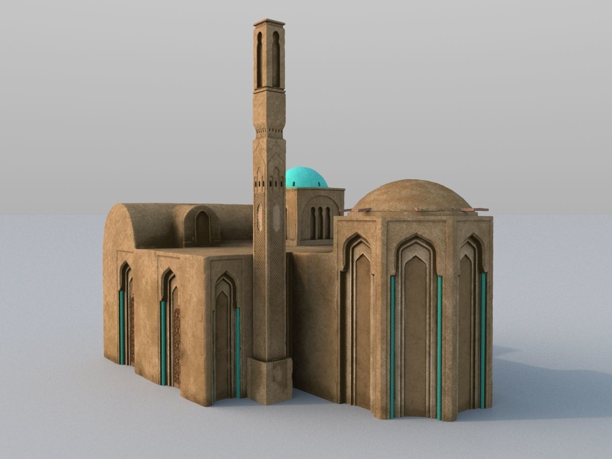 3 Level LOD ancient Eastern Building Low-poly 3D model_10