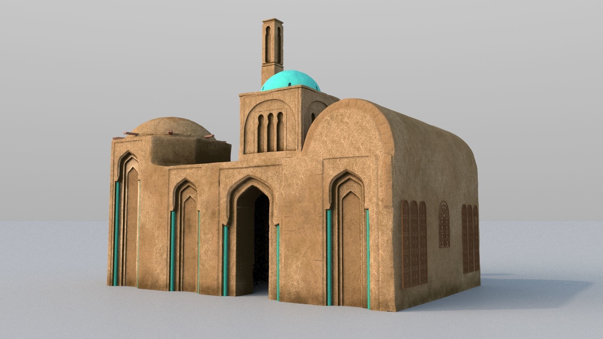 3 Level LOD ancient Eastern Building Low-poly 3D model_1