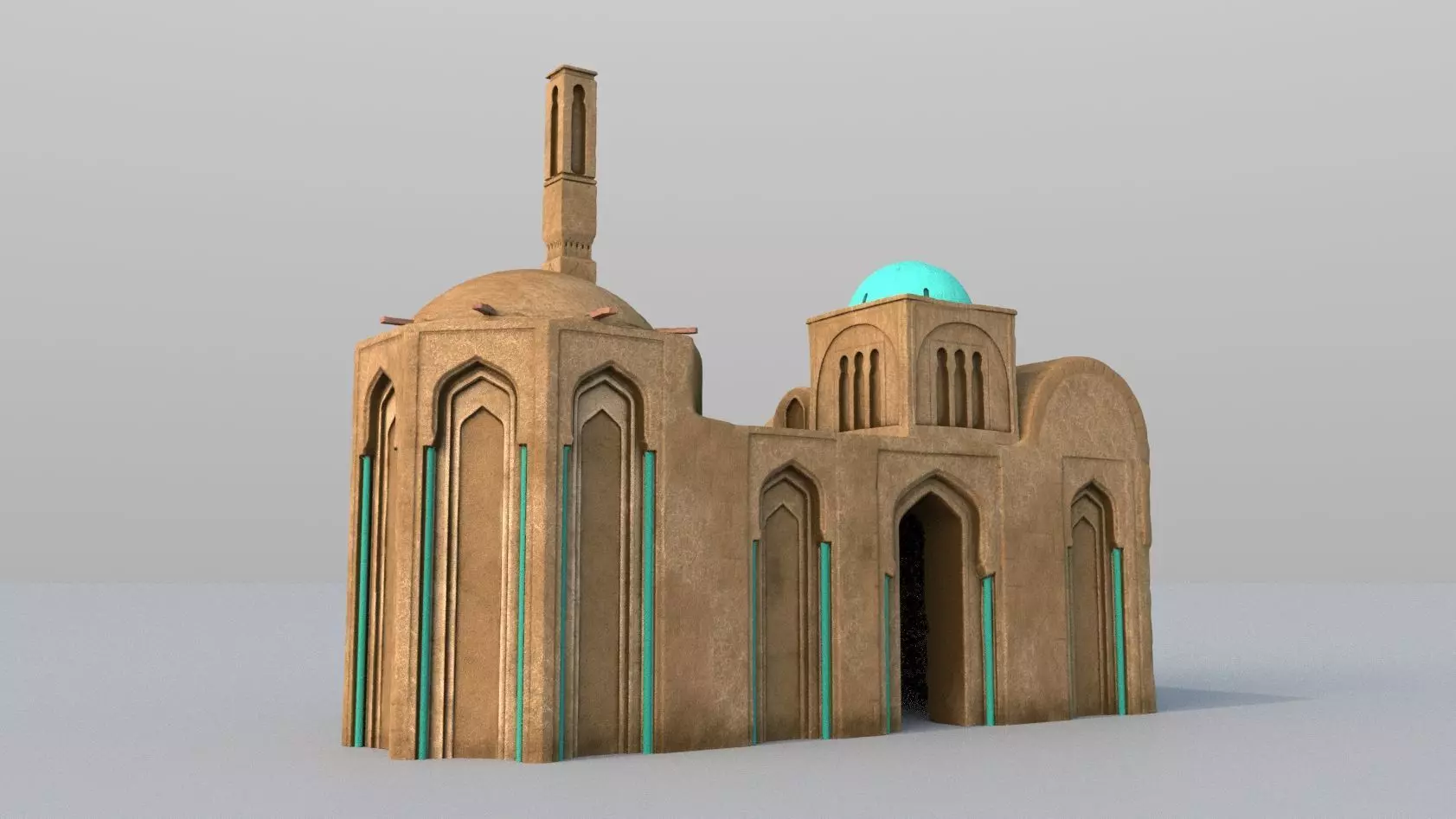 3 Level LOD ancient Eastern Building Low-poly 3D model_0