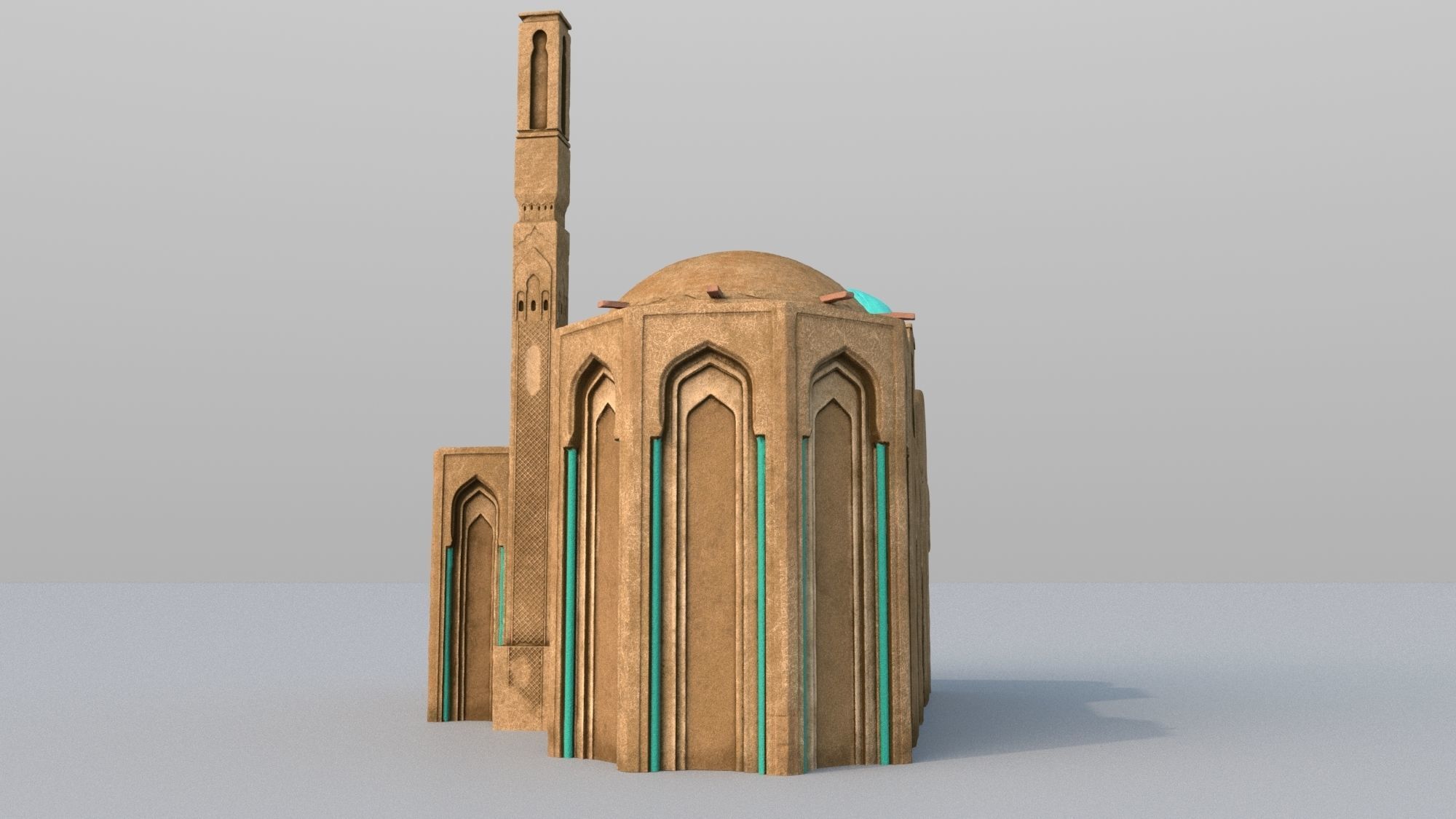 3 Level LOD ancient Eastern Building Low-poly 3D model_6