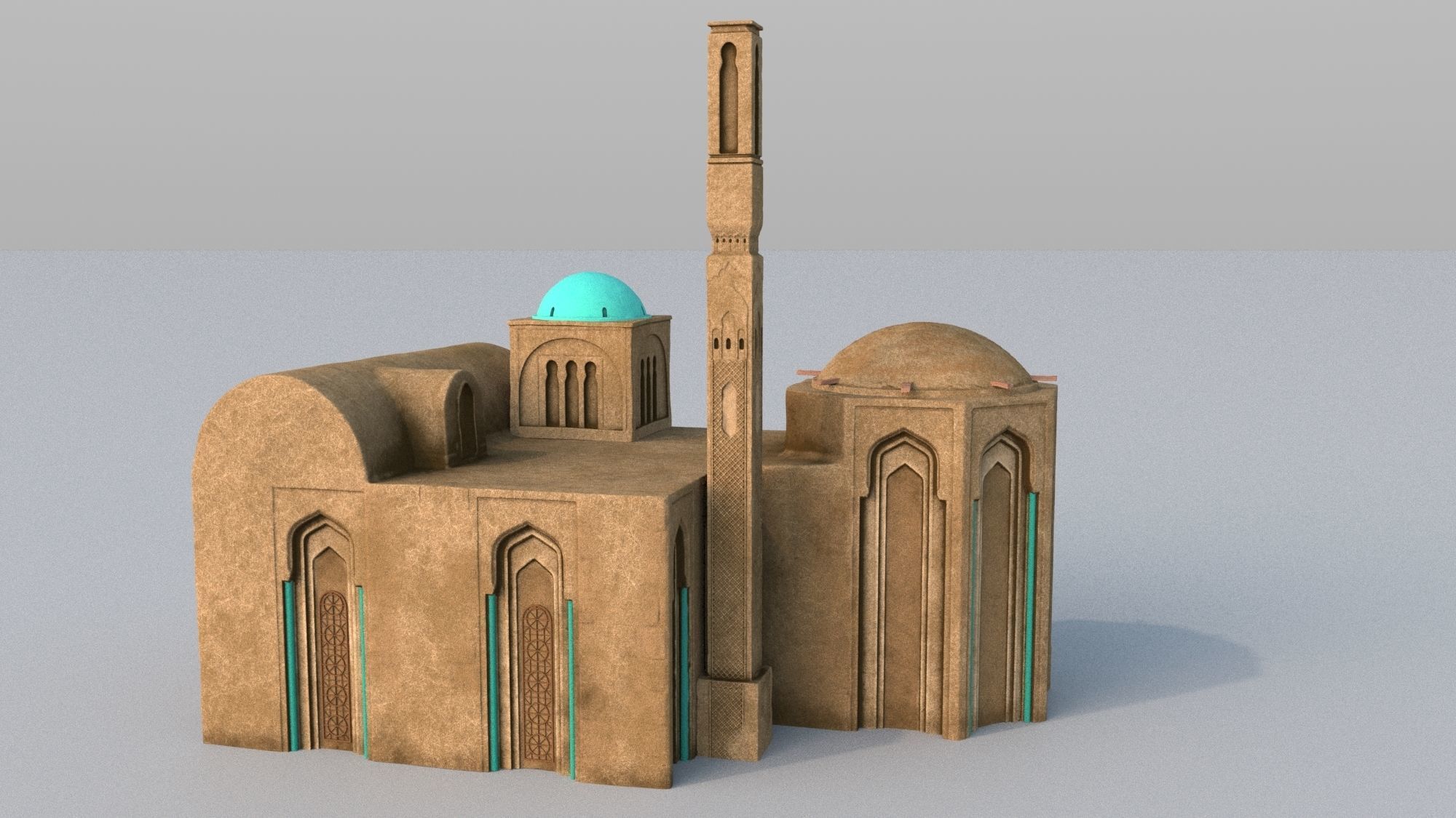 3 Level LOD ancient Eastern Building Low-poly 3D model_5