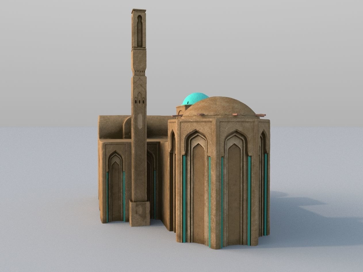 3 Level LOD ancient Eastern Building Low-poly 3D model_9