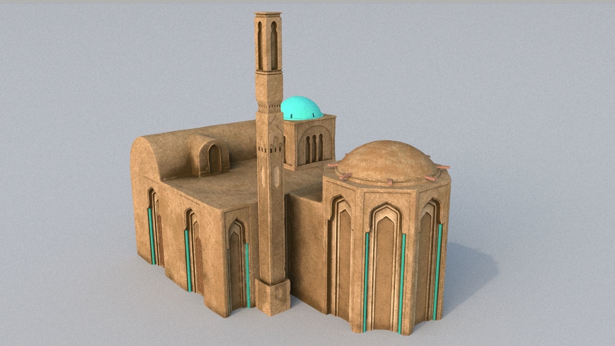 3 Level LOD ancient Eastern Building Low-poly 3D model_3