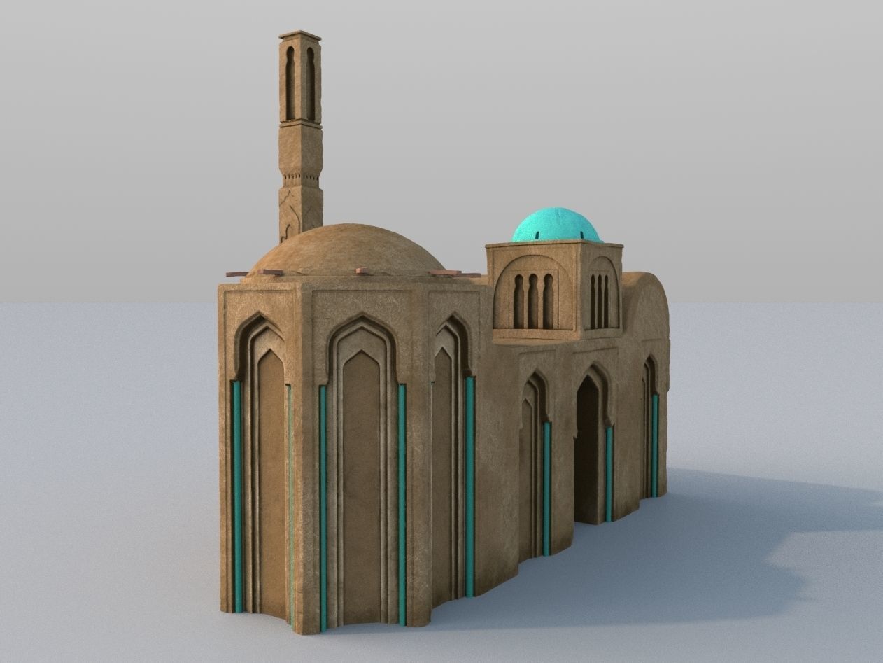 3 Level LOD ancient Eastern Building Low-poly 3D model_8