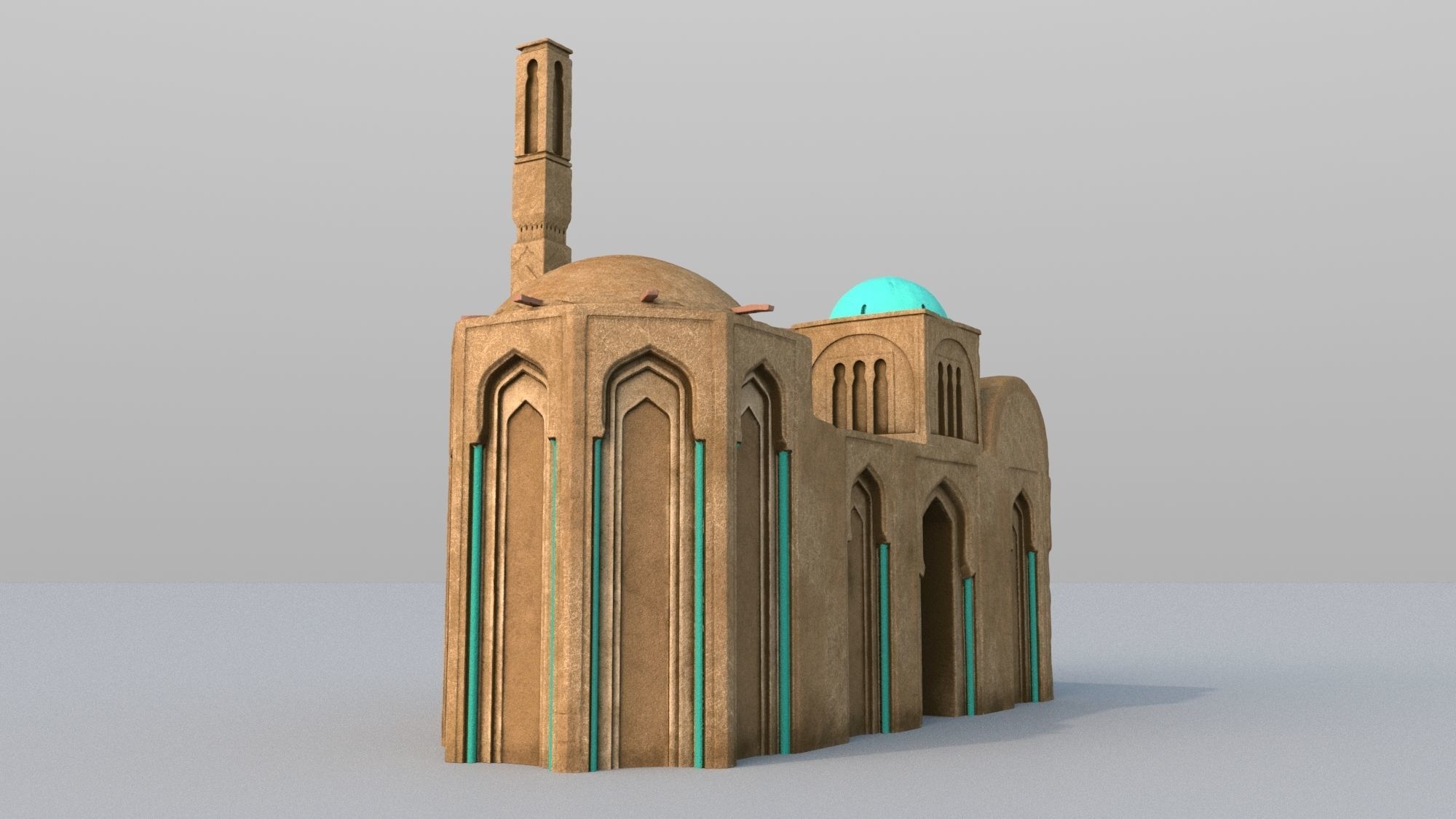 3 Level LOD ancient Eastern Building Low-poly 3D model_4