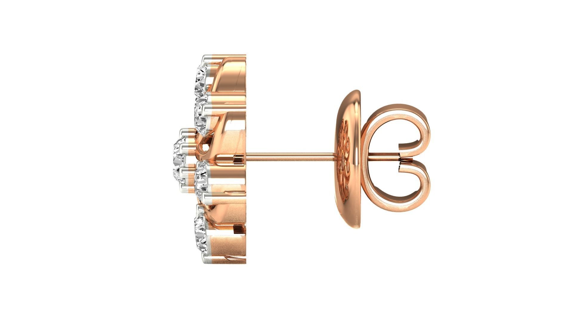 Earrings-3150 rose gold stud earrings with diamonds 3D print model_14