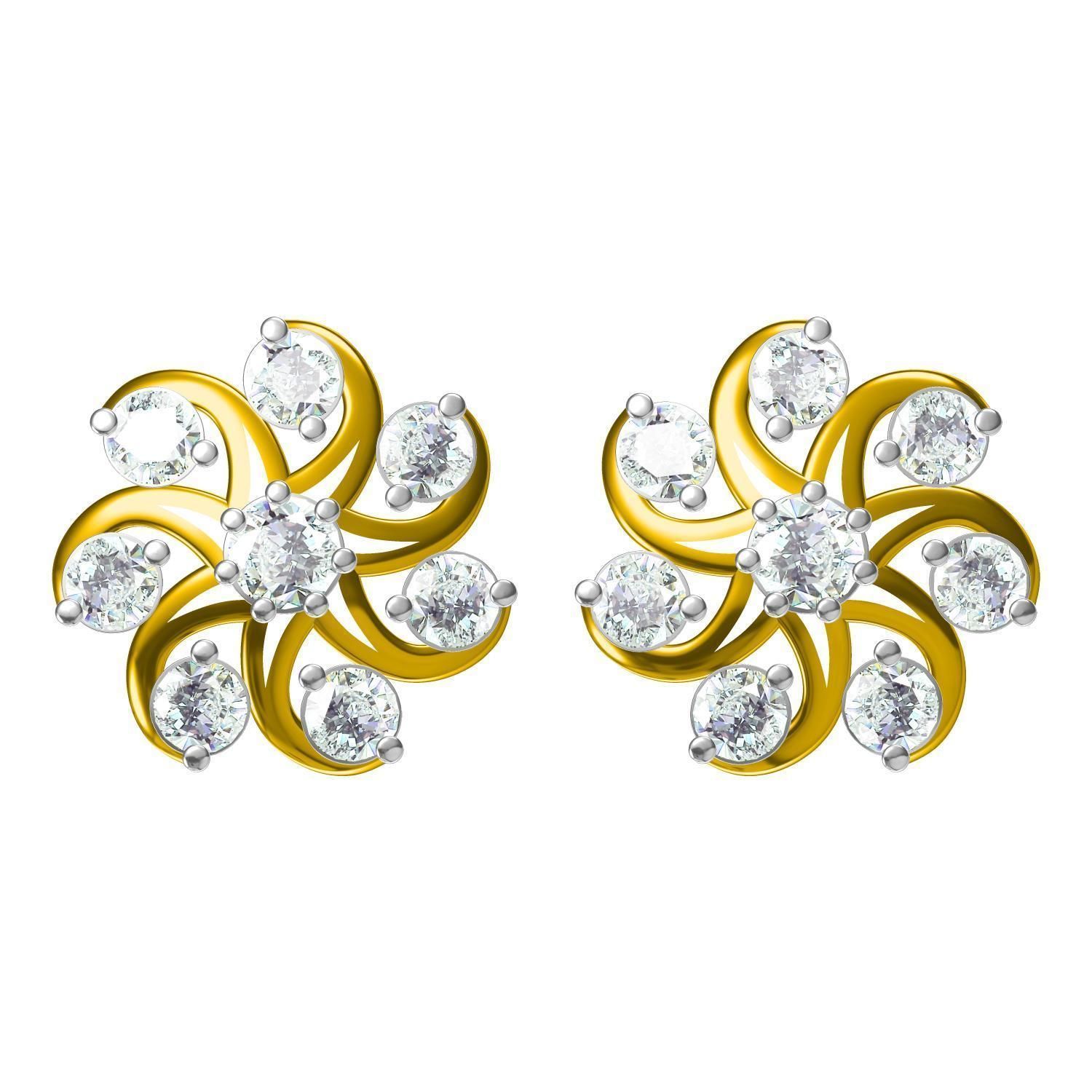 Earrings-3150 rose gold stud earrings with diamonds 3D print model_19