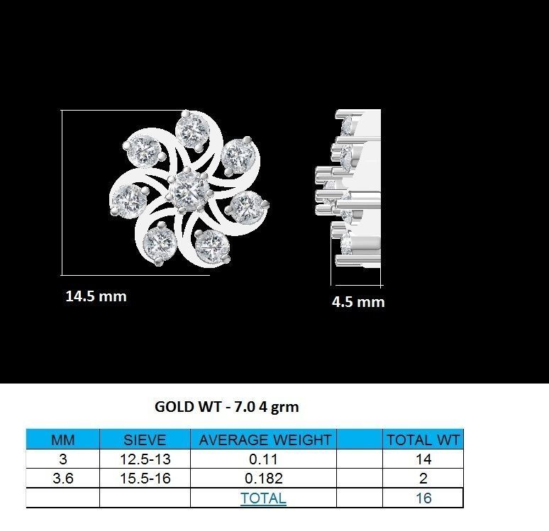 Earrings-3150 rose gold stud earrings with diamonds 3D print model_7