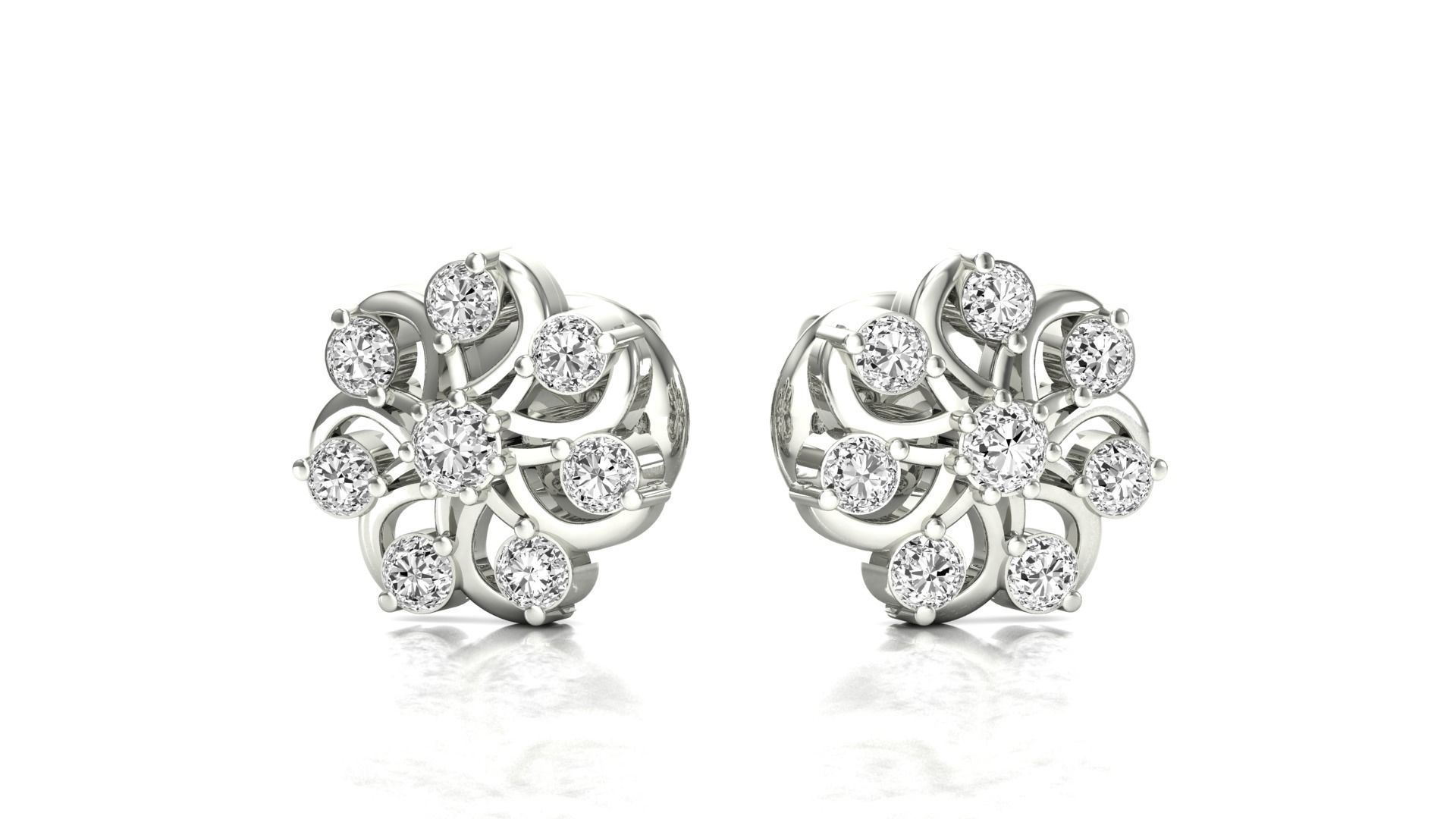 Earrings-3150 rose gold stud earrings with diamonds 3D print model_10