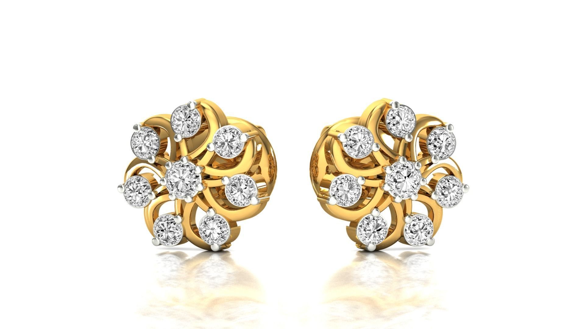 Earrings-3150 rose gold stud earrings with diamonds 3D print model_12