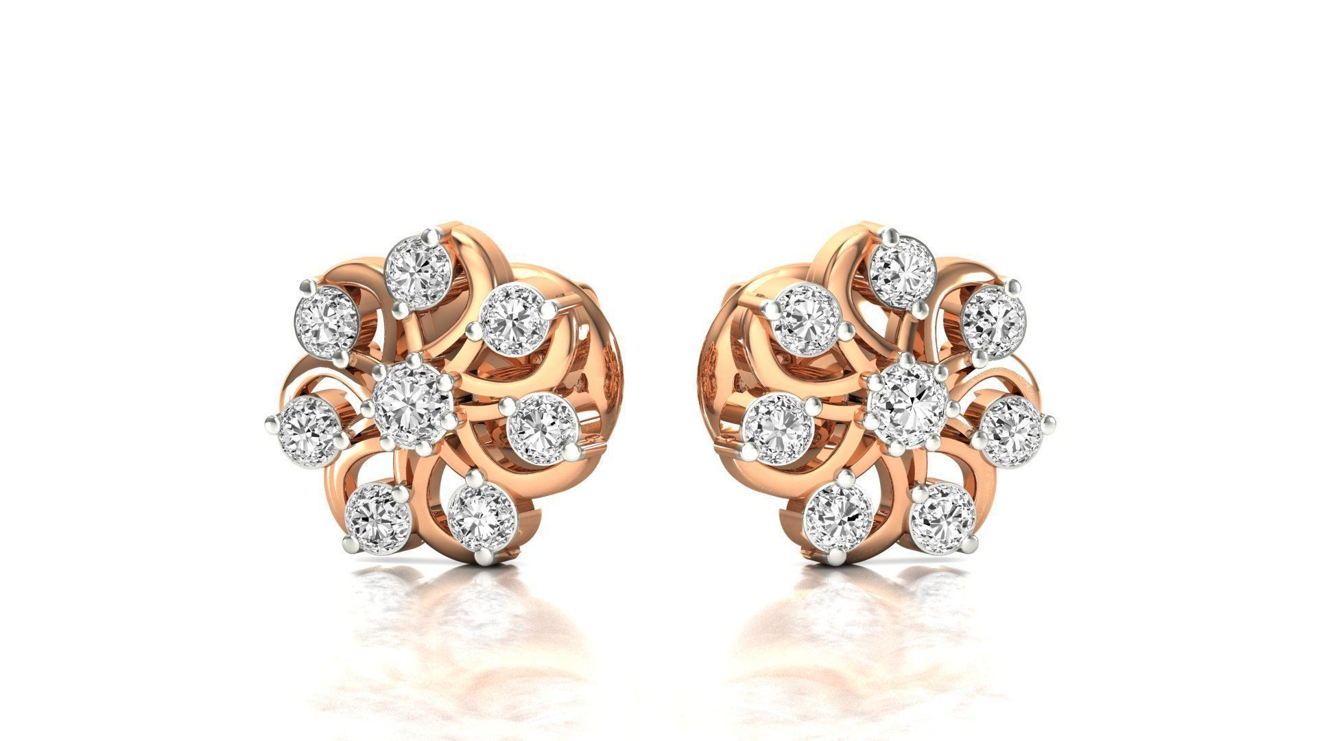 Earrings-3150 rose gold stud earrings with diamonds 3D print model_8