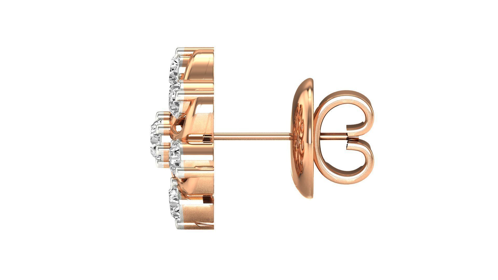 Earrings-3150 rose gold stud earrings with diamonds 3D print model_13