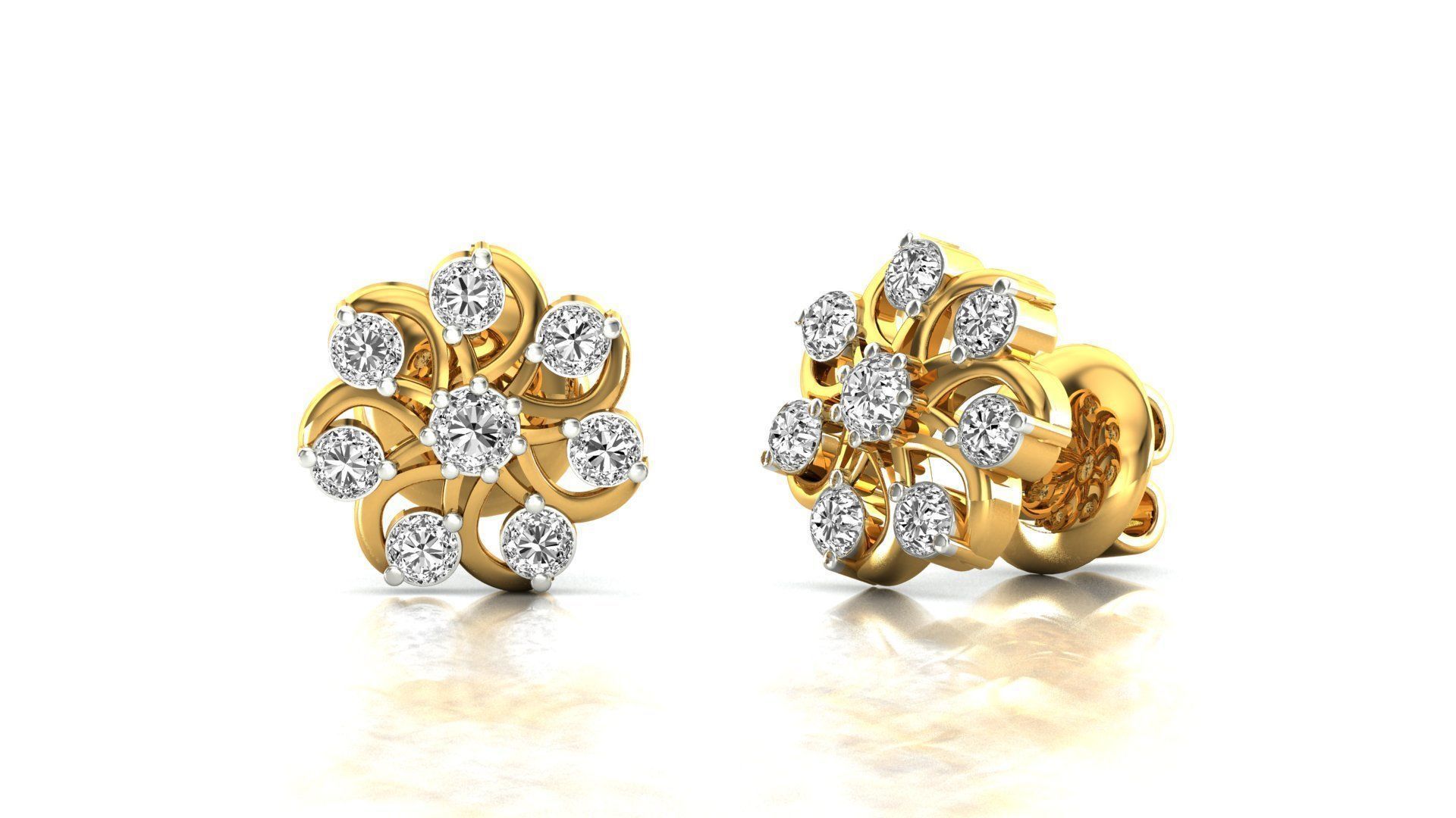 Earrings-3150 rose gold stud earrings with diamonds 3D print model_5