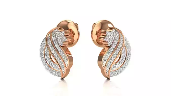 Earrings-2797 rose gold stud earring with diamonds