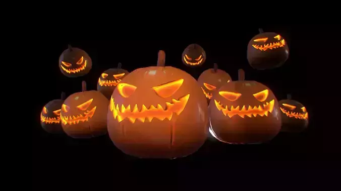 halloween pumpkin Jack olantern Cartoon Game Ready Low-poly 3D model