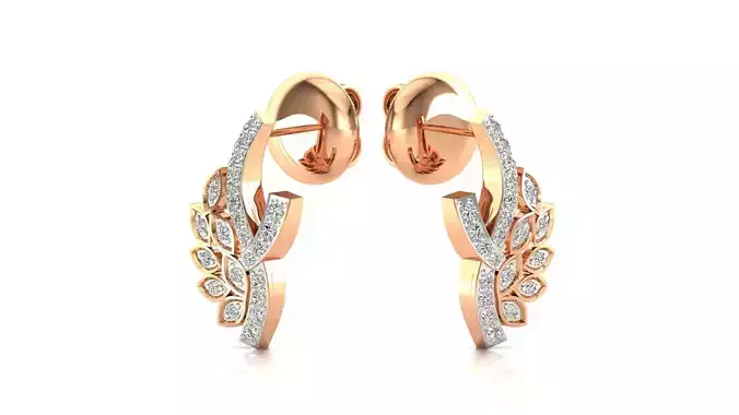 Earrings-1464 pair of rose gold earrings with diamonds 3D print model