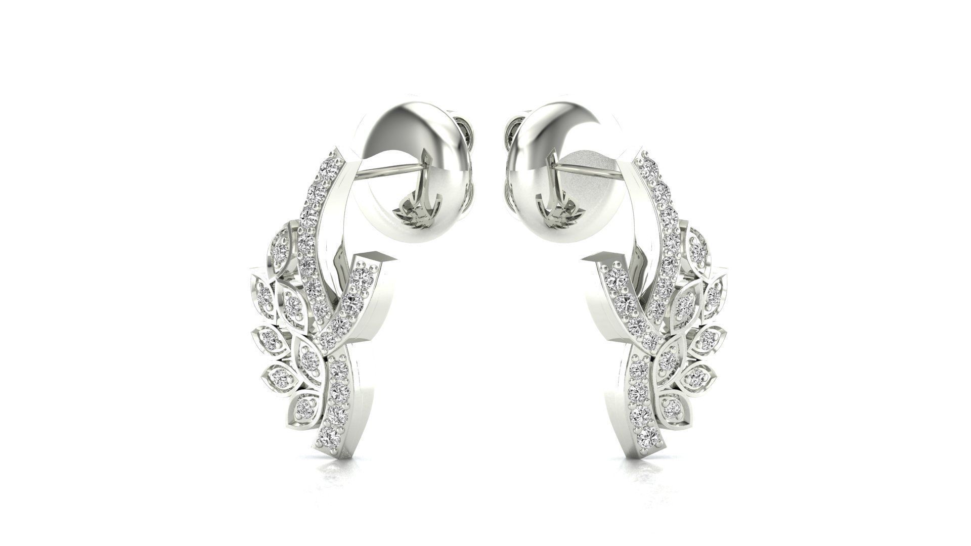 Earrings-1464 pair of rose gold earrings with diamonds 3D print model_10