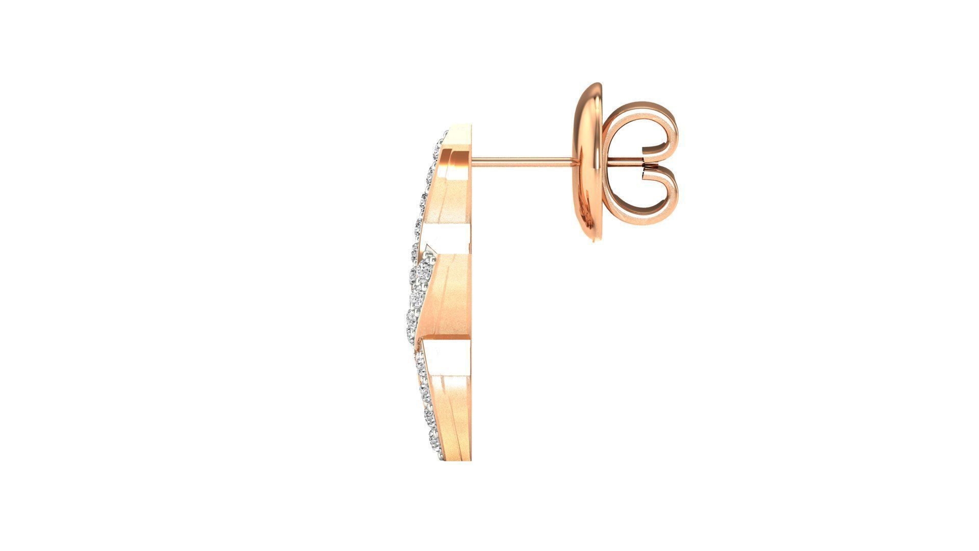 Earrings-1464 pair of rose gold earrings with diamonds 3D print model_14