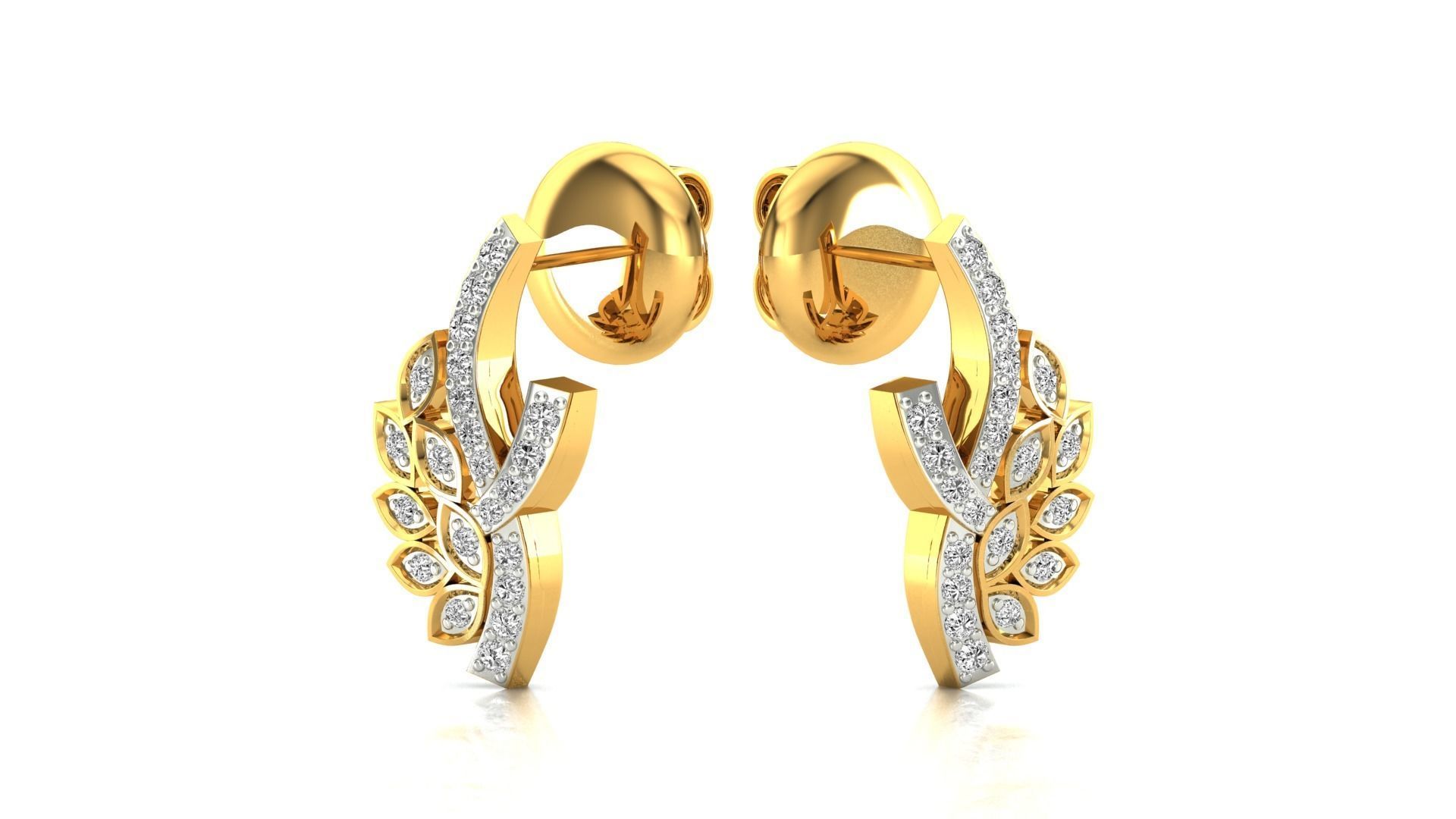 Earrings-1464 pair of rose gold earrings with diamonds 3D print model_13