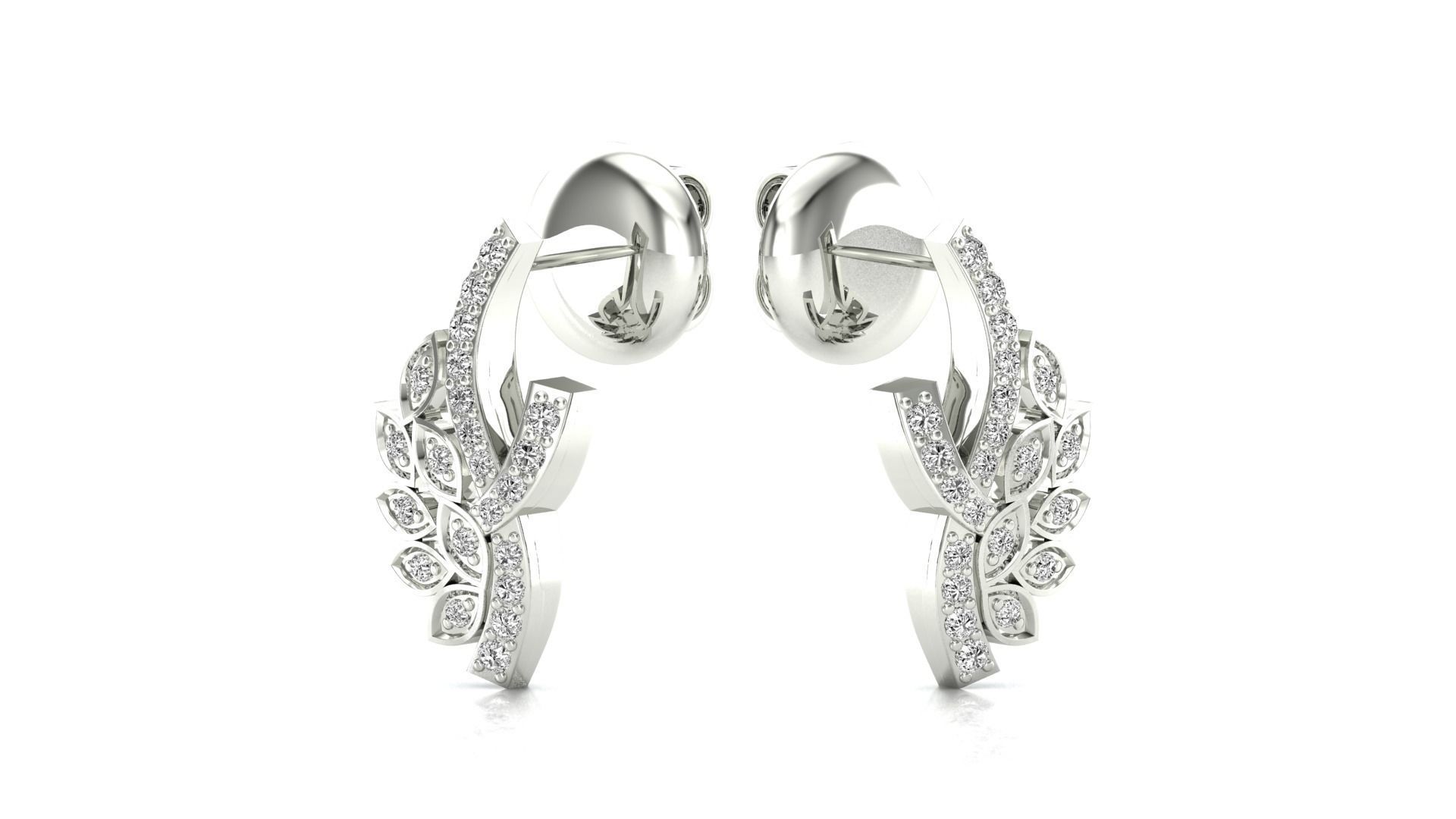 Earrings-1464 pair of rose gold earrings with diamonds 3D print model_11