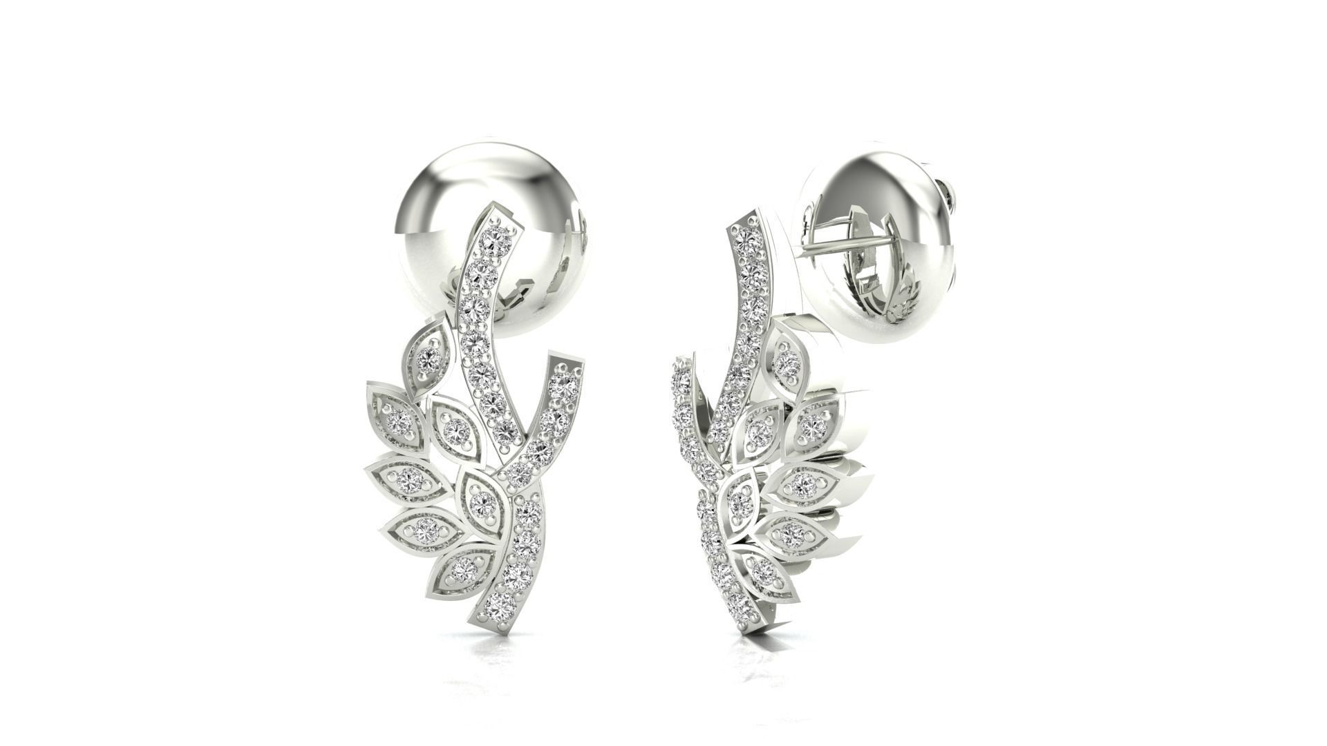 Earrings-1464 pair of rose gold earrings with diamonds 3D print model_5