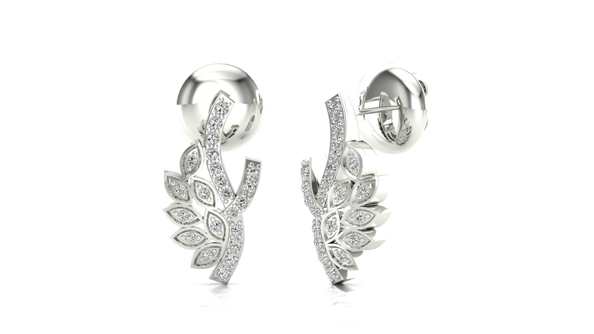 Earrings-1464 pair of rose gold earrings with diamonds 3D print model_4