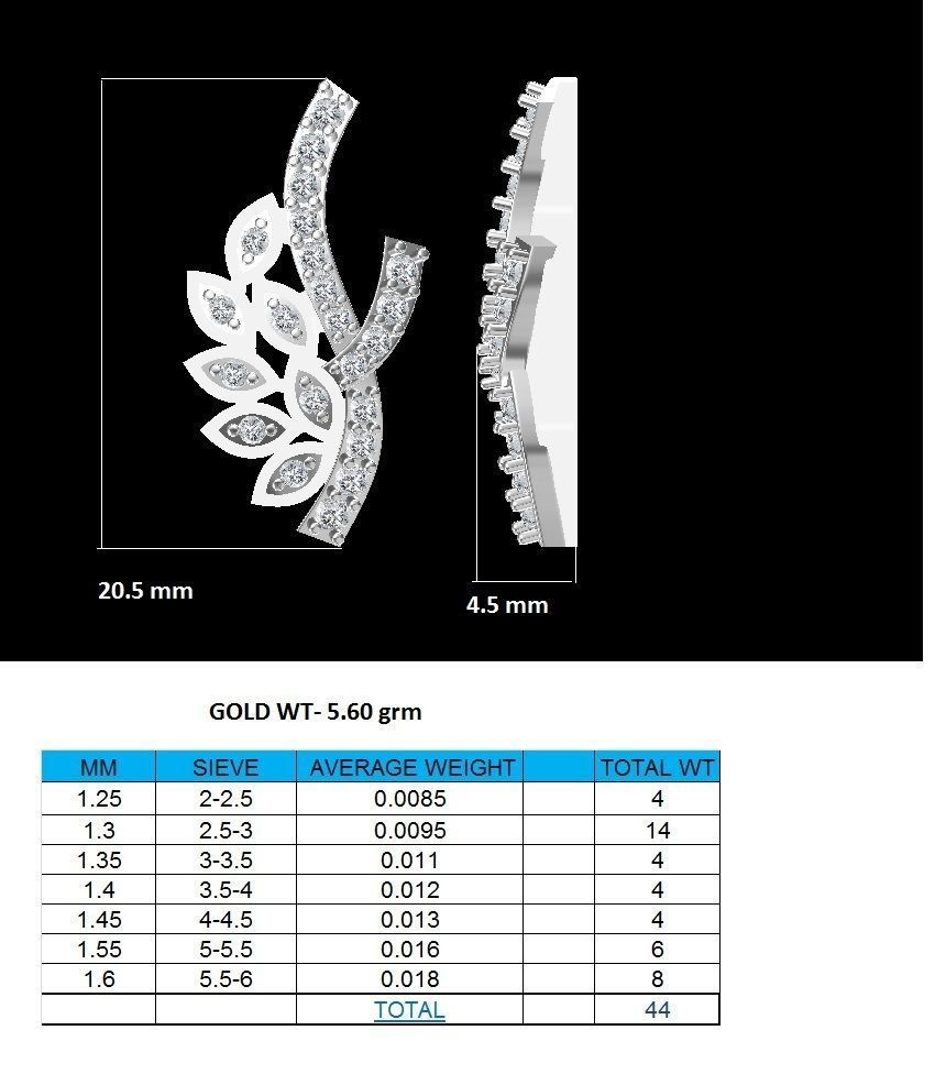 Earrings-1464 pair of rose gold earrings with diamonds 3D print model_8