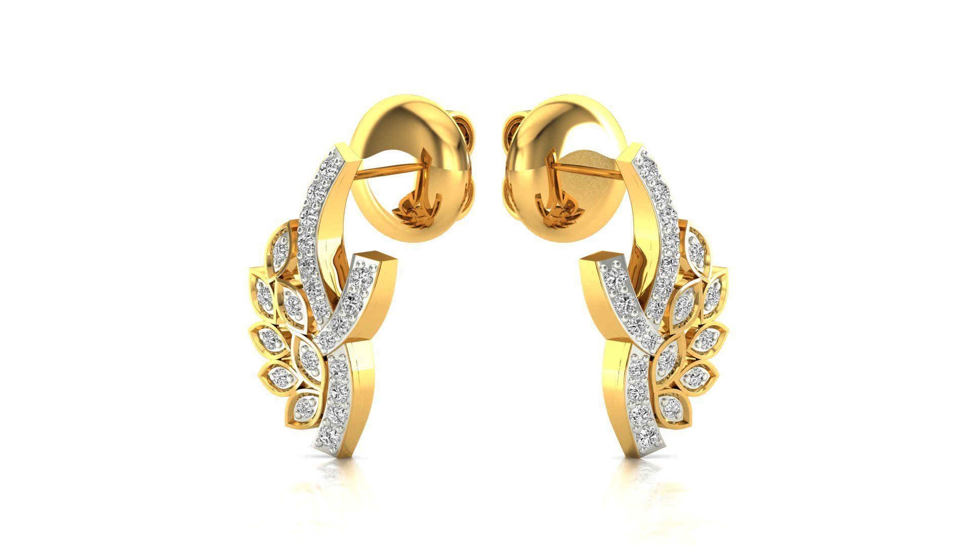Earrings-1464 pair of rose gold earrings with diamonds 3D print model_12