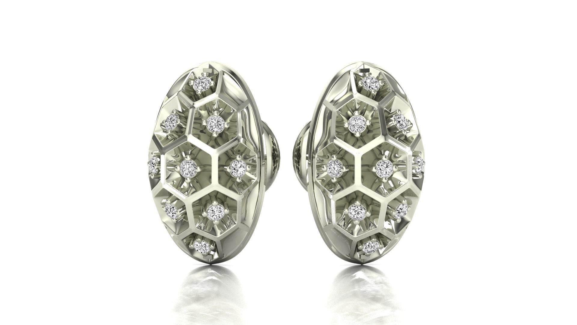 Earrings-1269 pair of rose gold earrings with diamonds 3D print model_12