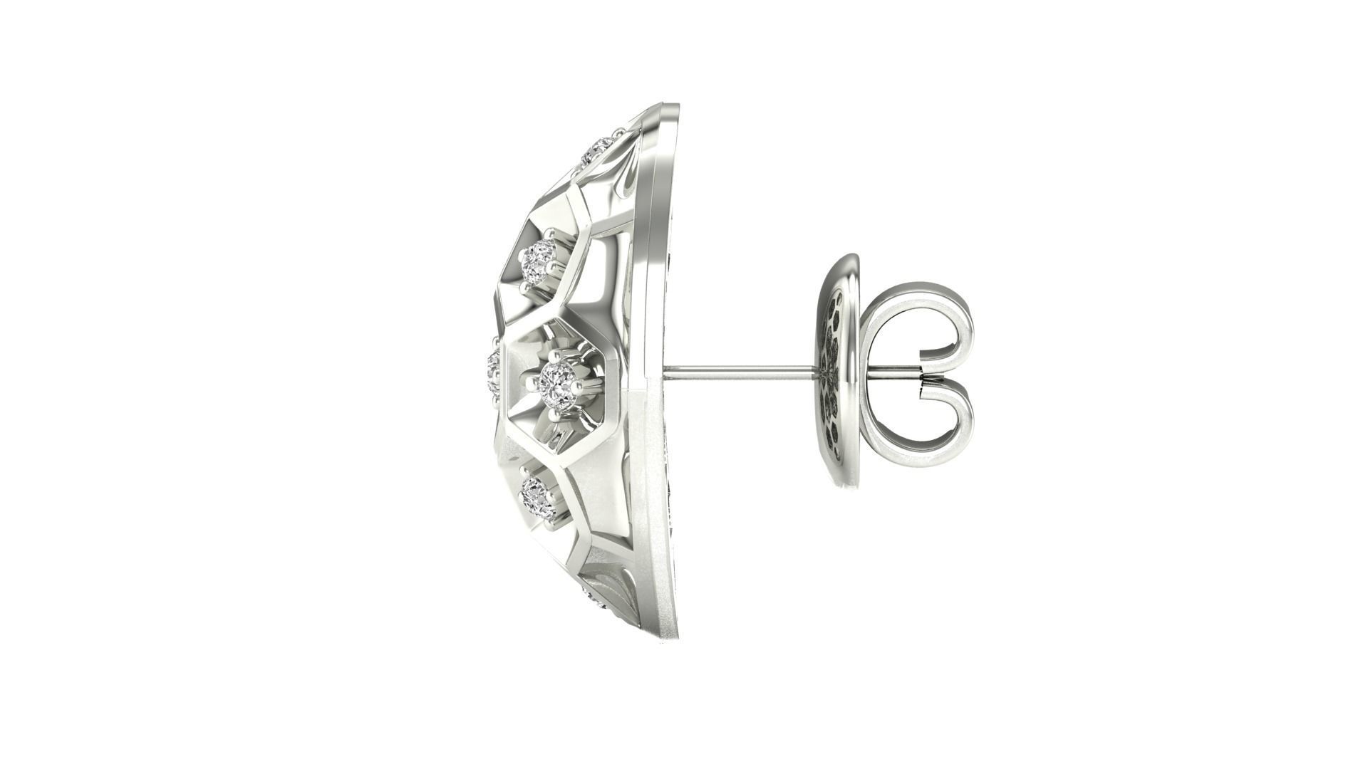 Earrings-1269 pair of rose gold earrings with diamonds 3D print model_17