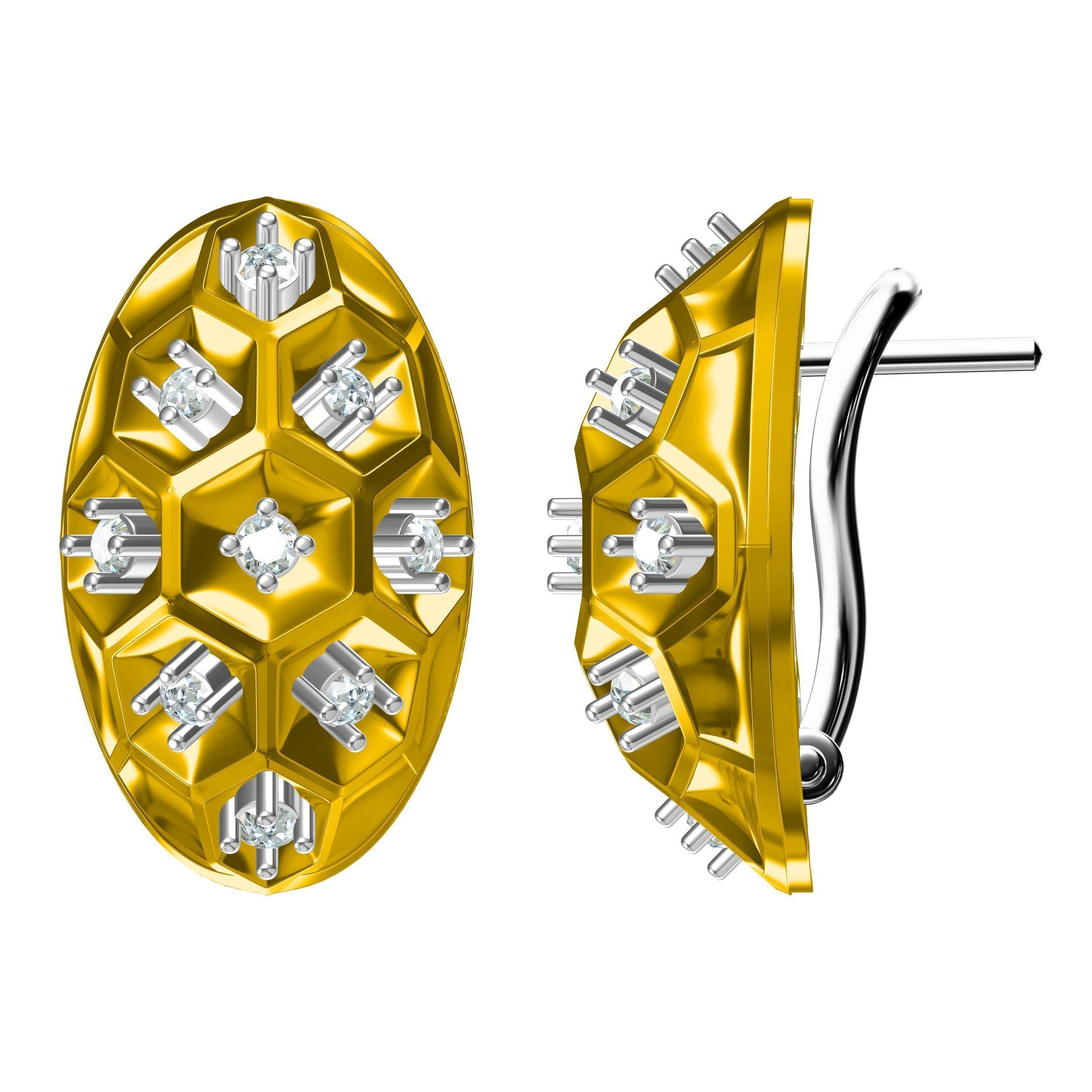 Earrings-1269 pair of rose gold earrings with diamonds 3D print model_6