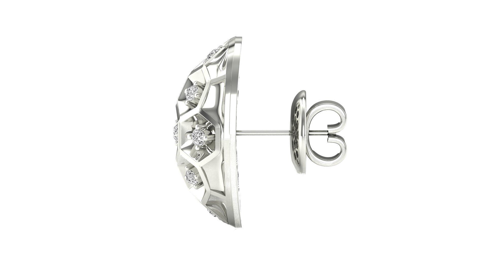 Earrings-1269 pair of rose gold earrings with diamonds 3D print model_16