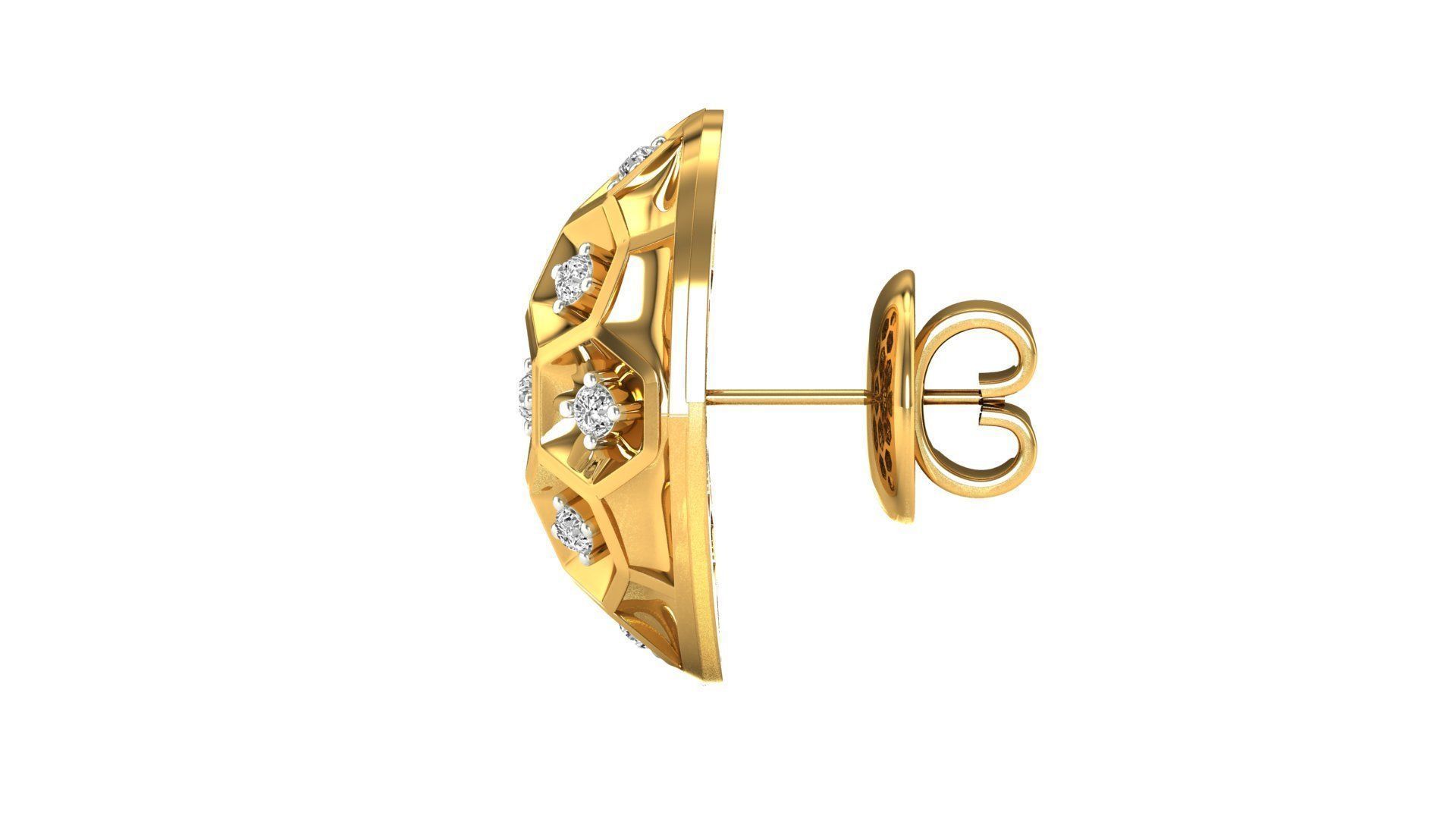 Earrings-1269 pair of rose gold earrings with diamonds 3D print model_18