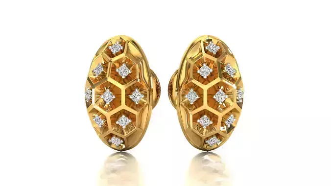 Earrings-1269 pair of rose gold earrings with diamonds 3D print model