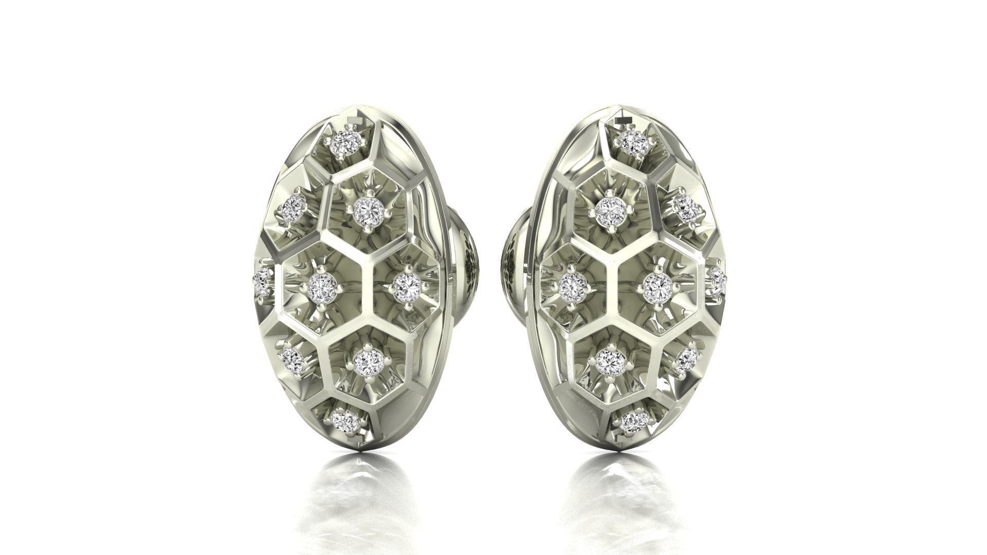 Earrings-1269 pair of rose gold earrings with diamonds 3D print model_11