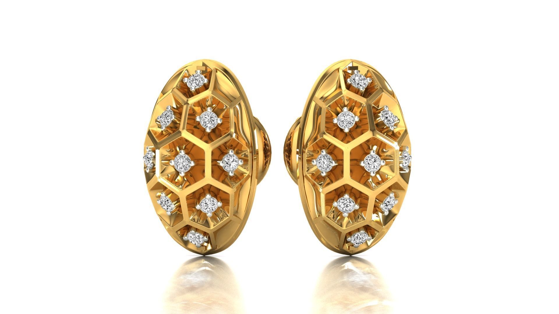 Earrings-1269 pair of rose gold earrings with diamonds 3D print model_13