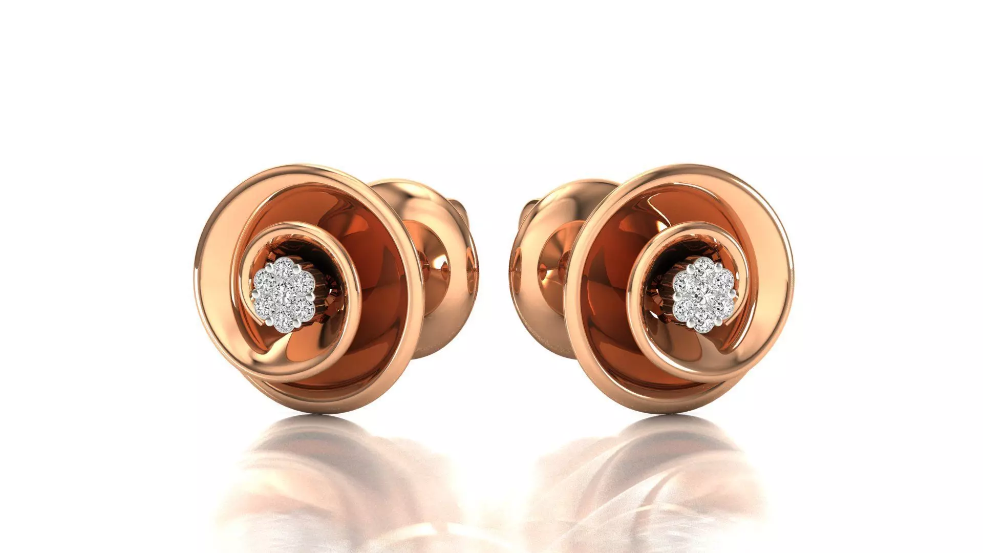 Earrings-1268 rose gold stud earring with diamonds 3D print model_0