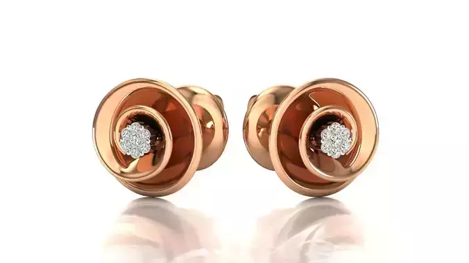 Earrings-1268 rose gold stud earring with diamonds 3D print model
