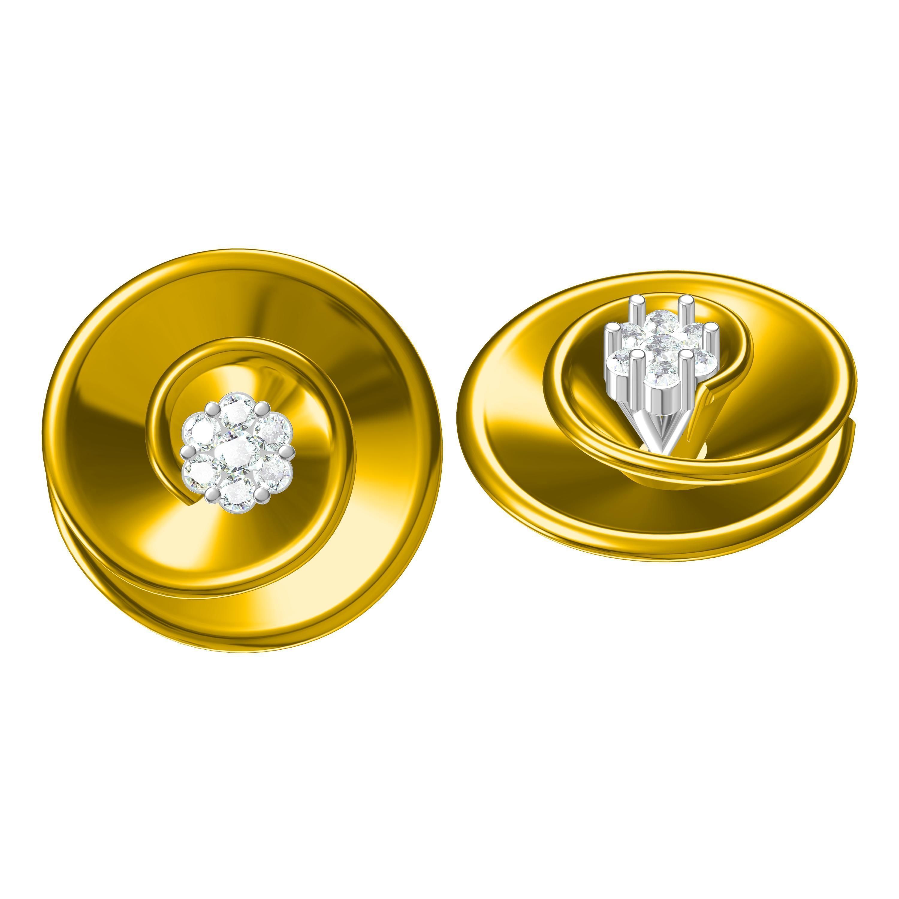 Earrings-1268 rose gold stud earring with diamonds 3D print model_1