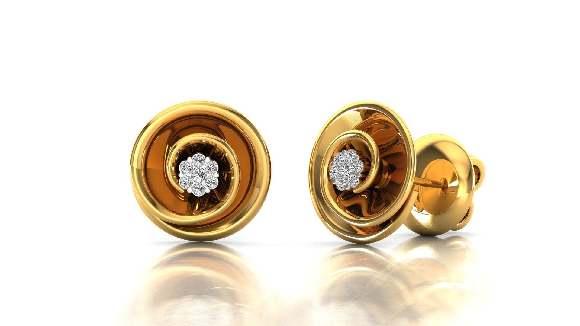 Earrings-1268 rose gold stud earring with diamonds 3D print model_7