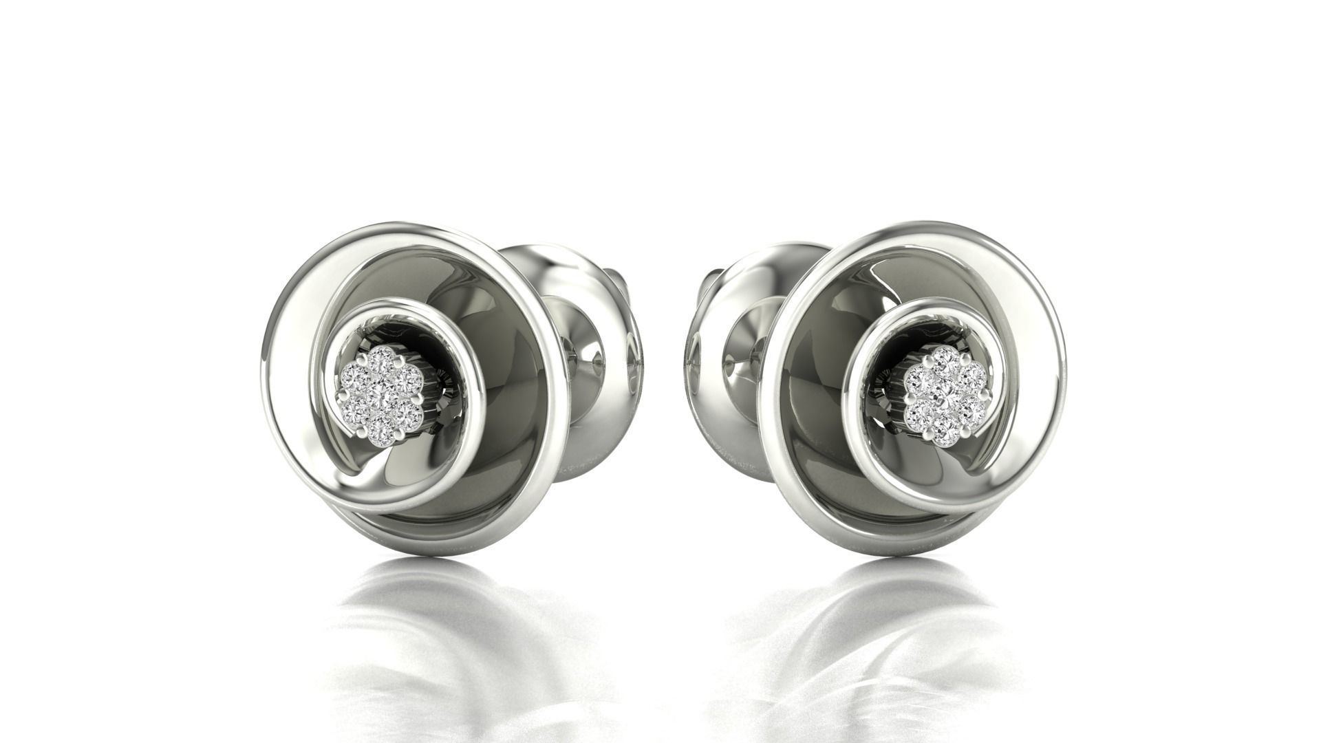 Earrings-1268 rose gold stud earring with diamonds 3D print model_11