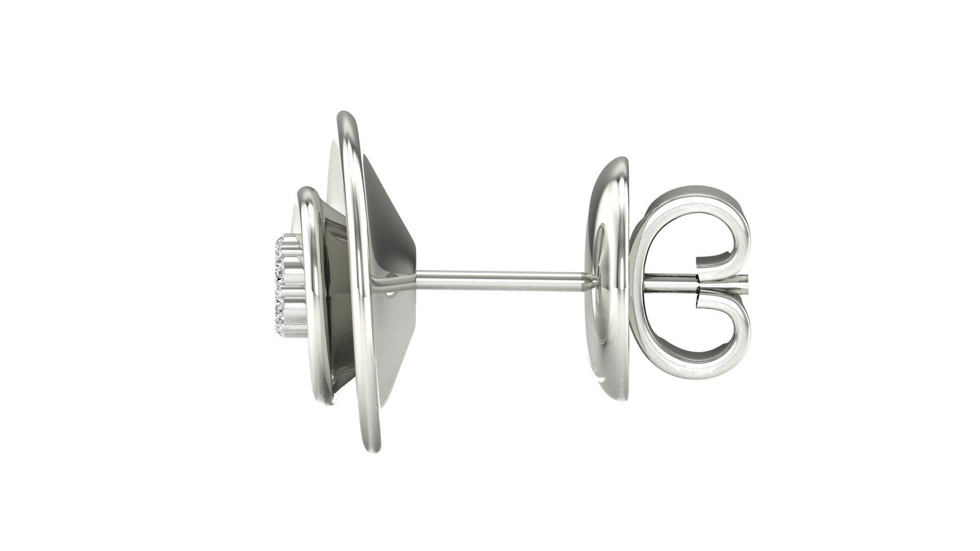 Earrings-1268 rose gold stud earring with diamonds 3D print model_16