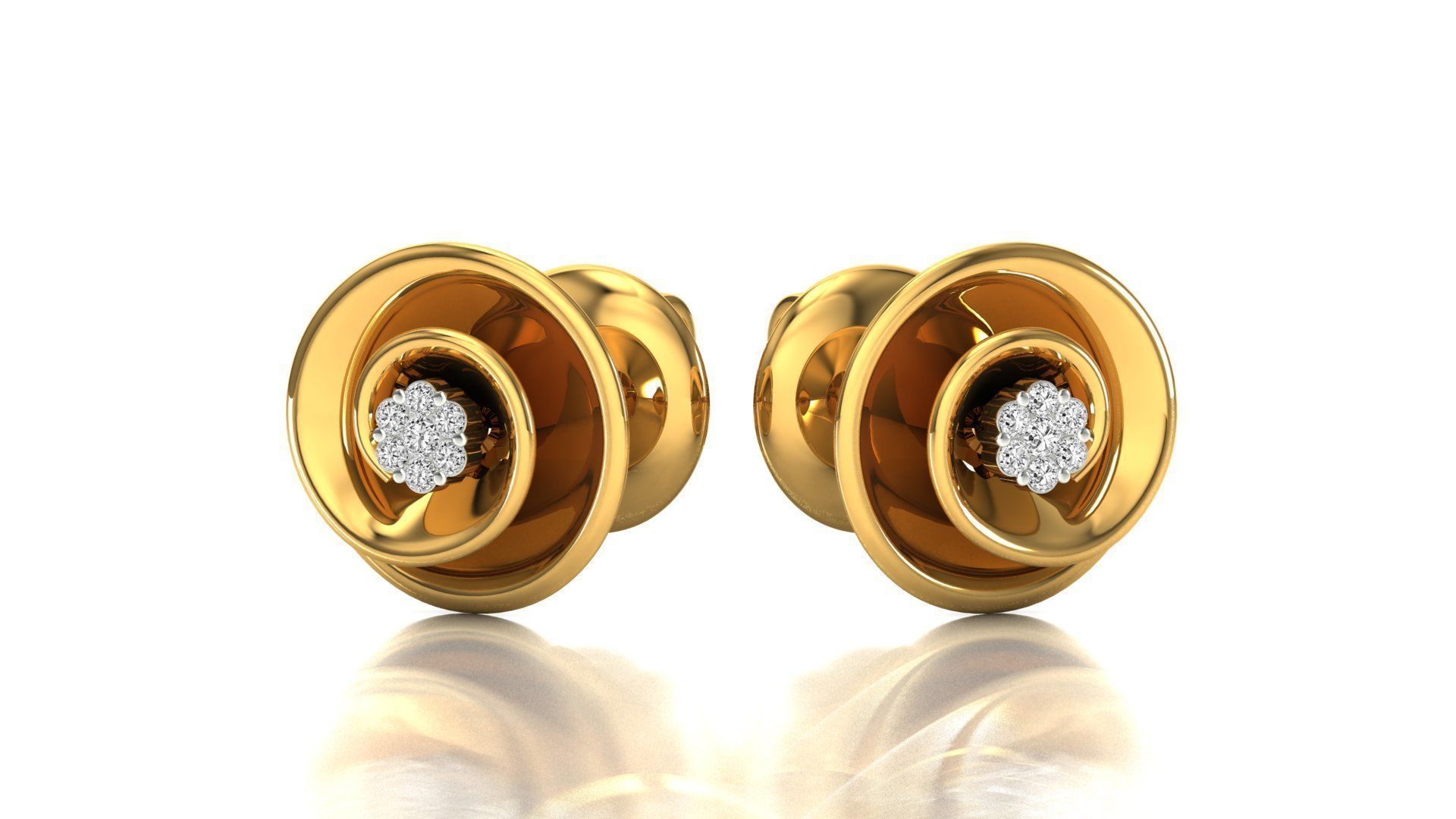 Earrings-1268 rose gold stud earring with diamonds 3D print model_12