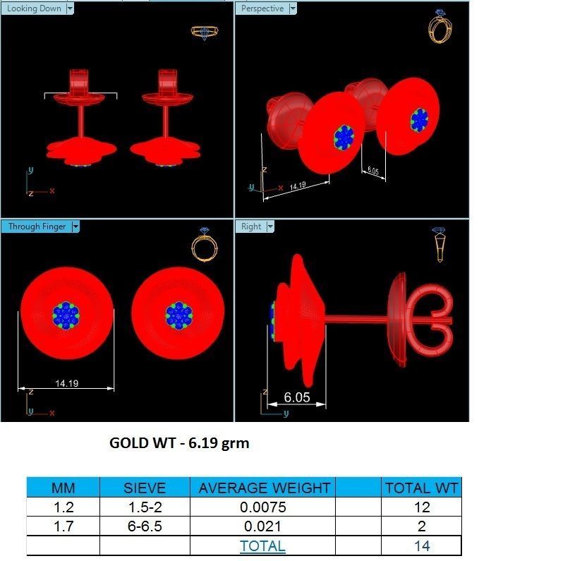 Earrings-1268 rose gold stud earring with diamonds 3D print model_8