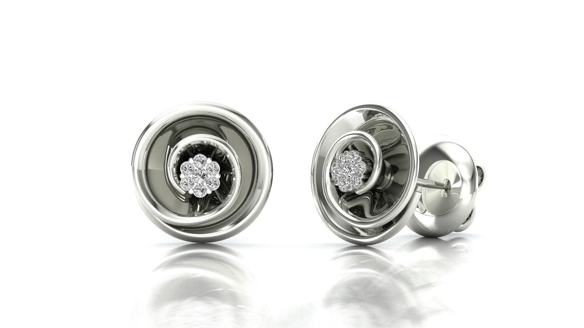 Earrings-1268 rose gold stud earring with diamonds 3D print model_4