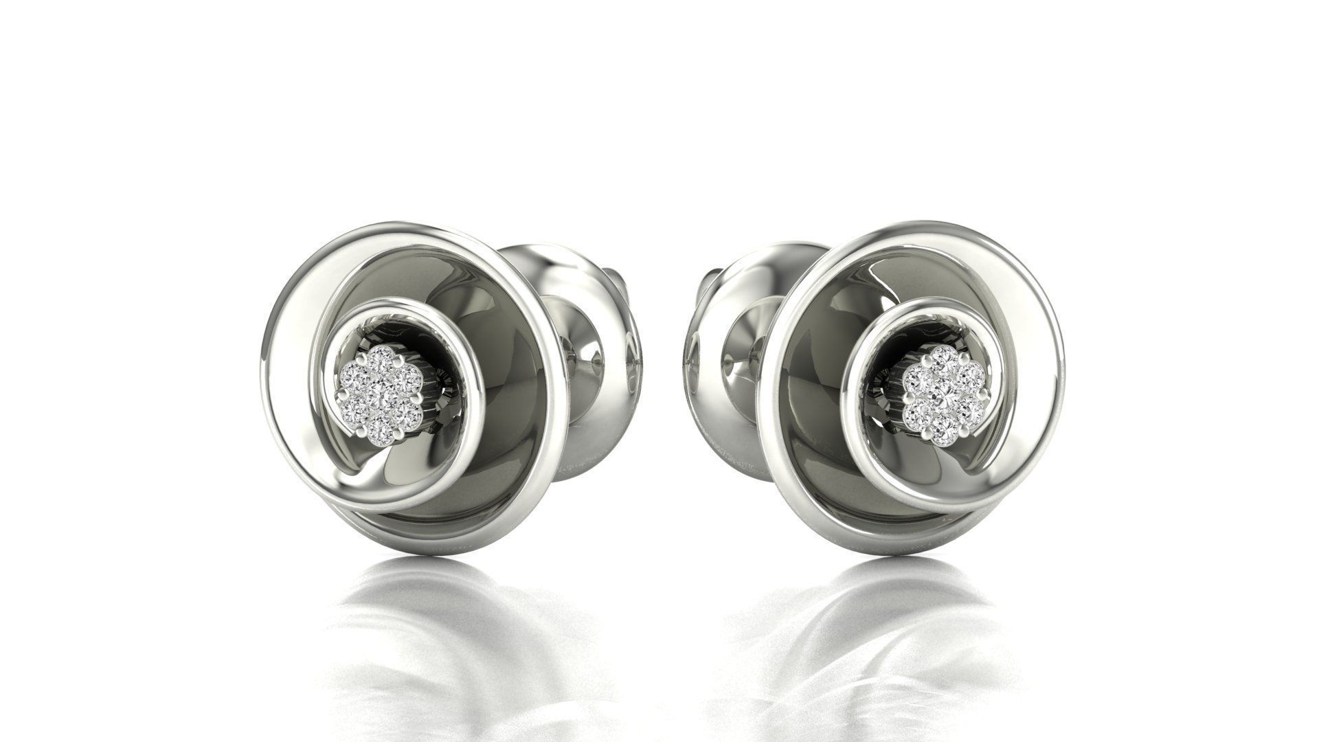 Earrings-1268 rose gold stud earring with diamonds 3D print model_10