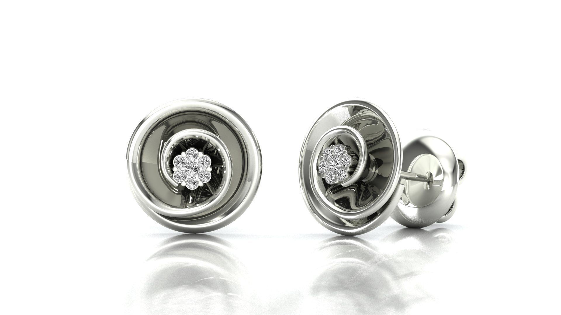 Earrings-1268 rose gold stud earring with diamonds 3D print model_5