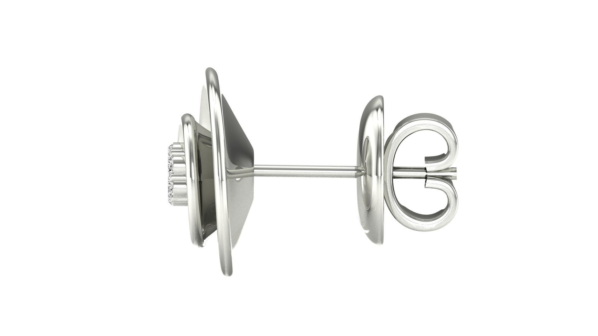 Earrings-1268 rose gold stud earring with diamonds 3D print model_17