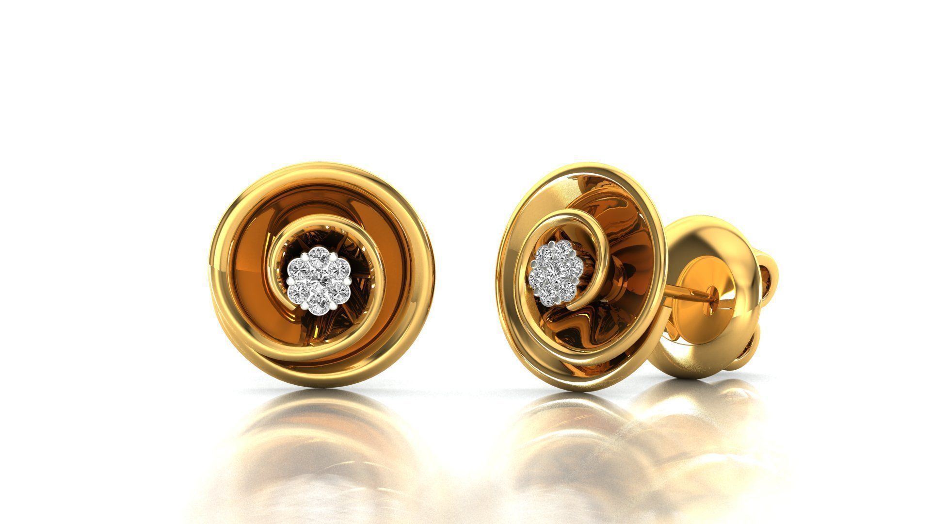 Earrings-1268 rose gold stud earring with diamonds 3D print model_6