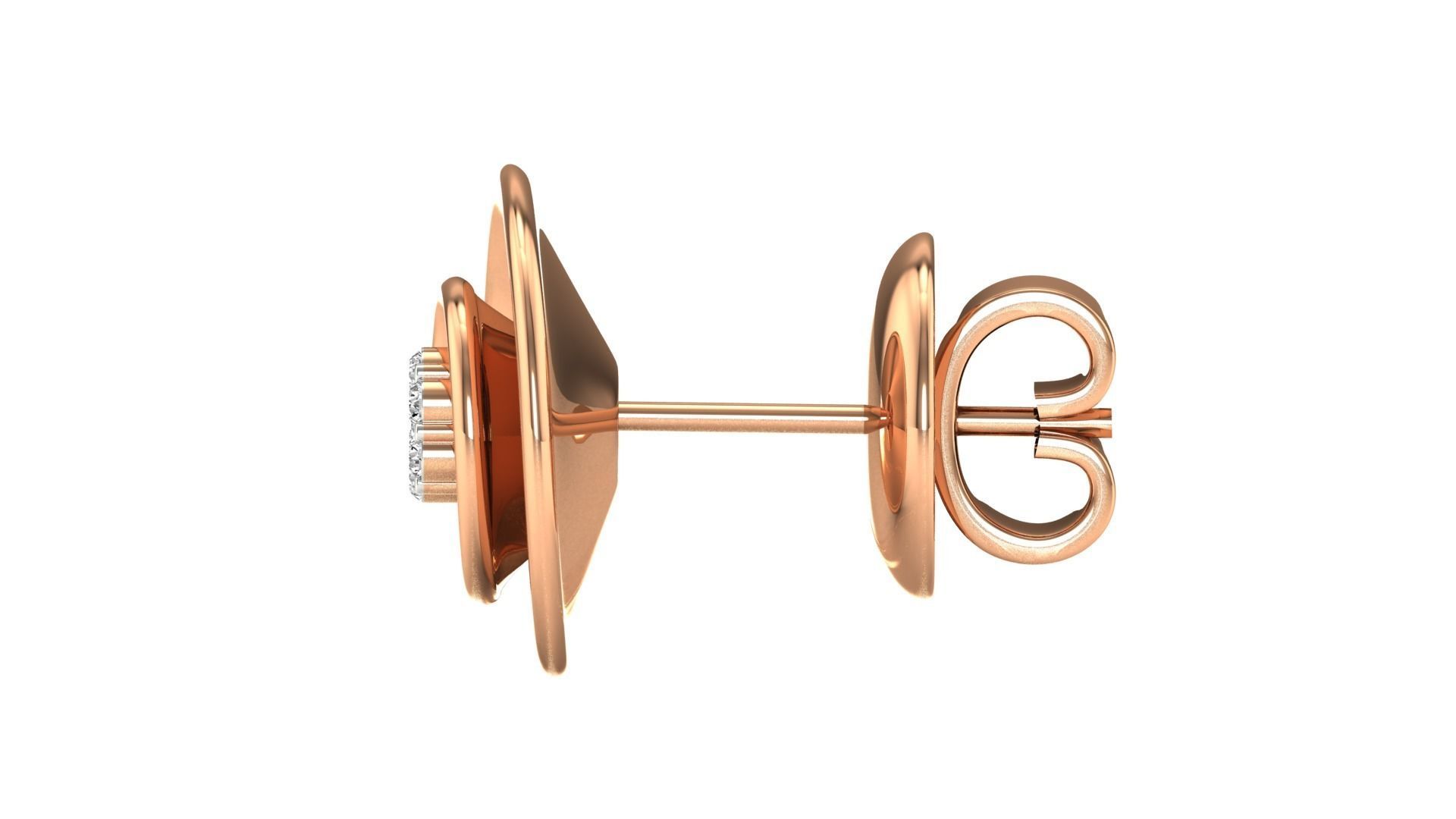 Earrings-1268 rose gold stud earring with diamonds 3D print model_15